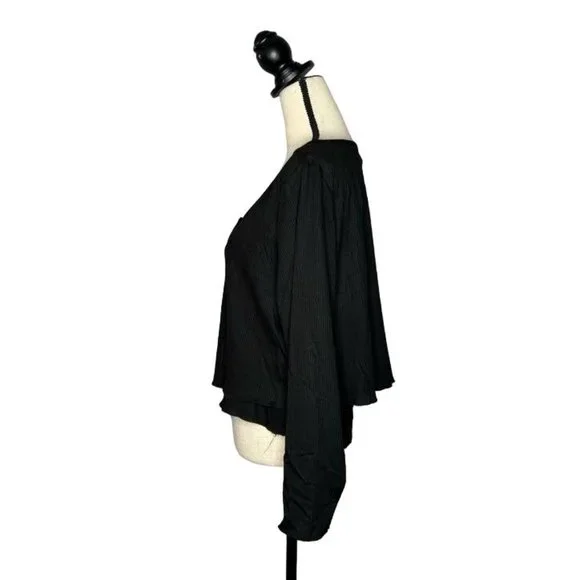 BP Black Scoop Neck Button Front Long Sleeve Sweater Women's Plus Size 3X - Picture 5 of 8